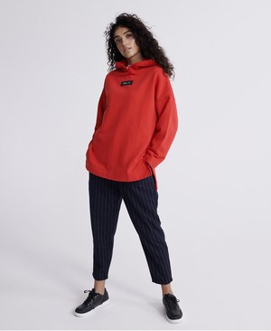 Superdry Edit Oversized Női Kapucnis Pulóver Piros | NWDBA9845